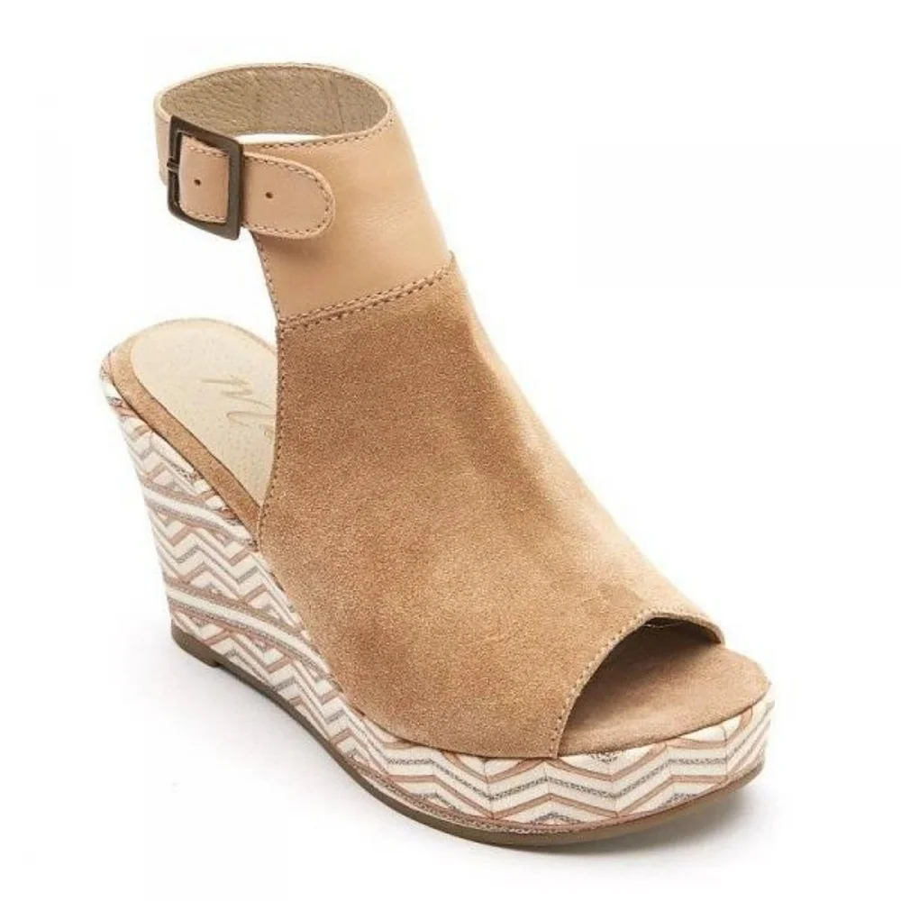 Matisse Harlequin 9 suede leather‎ ankle sandals festival Hippie wedge vacation